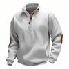 Mens Long Sleeve Hoodie Western Style Ribbed Stand Collar Pullover Sweatshirt Winter Casual Fashion