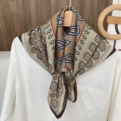 Square Scarf New Neck Scarf Scarf Small Shawl Travel Bag Headscarf Versatile Cashew Flower Silk Scarf