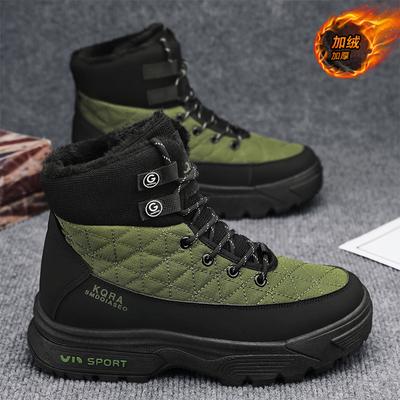 Men's Warm Cotton Shoes Fashion Comfortable Plus Velvet Lace-up Male Snow Boots Outdoor Sports Cold-proof Casual Tooling Shoes
