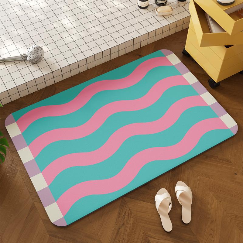 Small Fresh Diatom Mud Floor Mat, Non-Slip And Wear-Resistant Floor Mat At The Bathroom Door, Household Water-Absorbing Quick-Drying And Easy-To-Take-