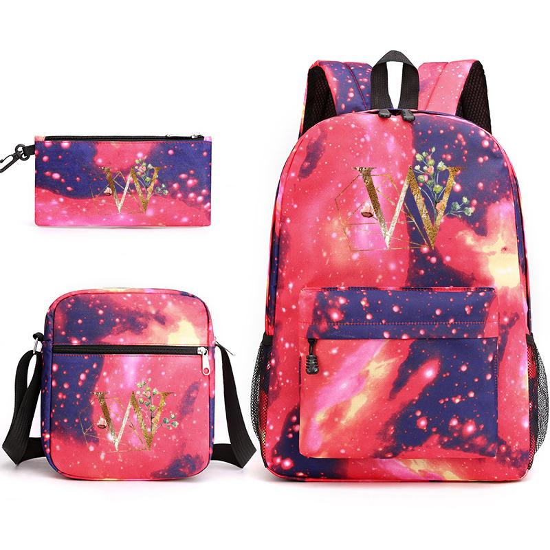 26 Litere Engleze 3Buc Rucsac Cosplay Pânză Copii Copii ghiozdan Geantă de călătorie Back To School Bookbag