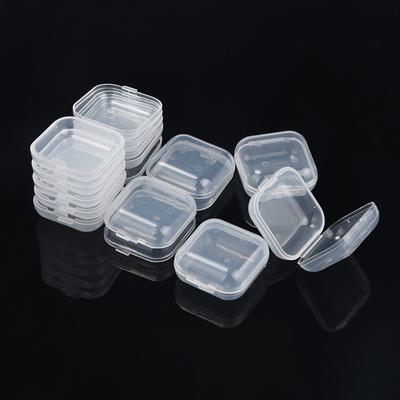 10 sztuk Przenośne przezroczyste pudełko z biżuterią Kwadratowe plastikowe małe pudełko do przechowywania