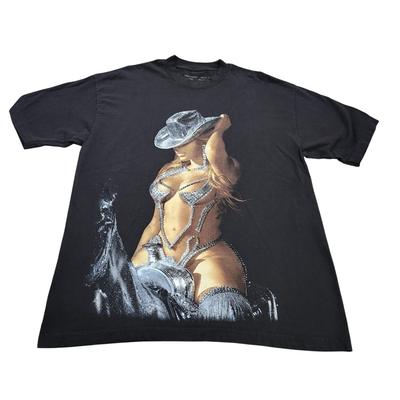 Beyonce Shirt Mens Large Black Renaissance World Tour Graphic Tee Cowboy Horse Unisex T-Shirt