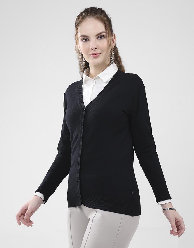 MONTE CARLO Women's V Neck Full Sleeves Cardigan