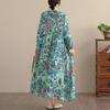 New Spring Summer Women Plus Size Vintage Floral Print Long Dress Loose Oversize Maxi Long Sleeve