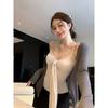 Kumikumi Idle Style Cardigan Outerwear Inner Wear Streamer Vest Sling Women Autumn Slimming Skirt Three-Piece Set
