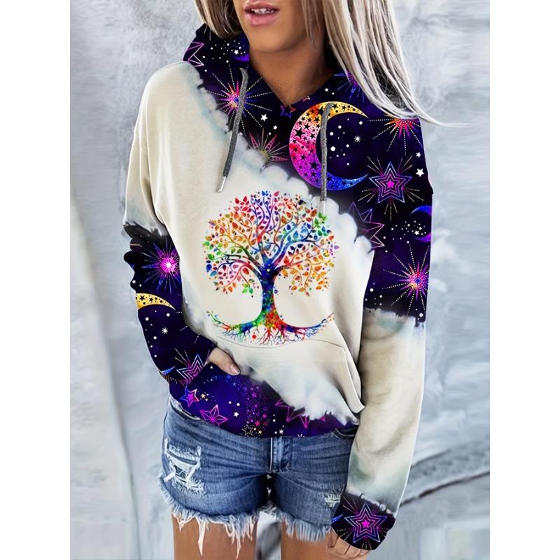 Mama Bear Printed Drawstring Hoodie, Casual Long-sleeved Shoulder-falling Hoodie, Women's Clothing