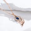 Blue Natural Zircon Pendant Necklace For Women  Rose Gold And Black Plating Vintage Crystal Leaf Daily Fine Jewelry