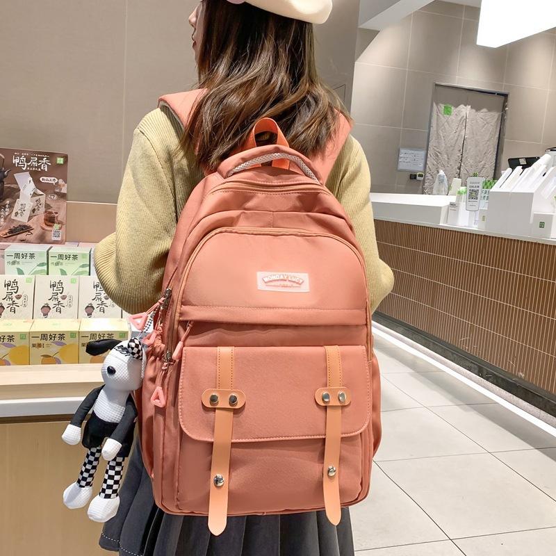 2025 New Backpack Girls College Student School Bag Men's Junior High School High School Student Primary School Student Large Capacity Travel Backpack