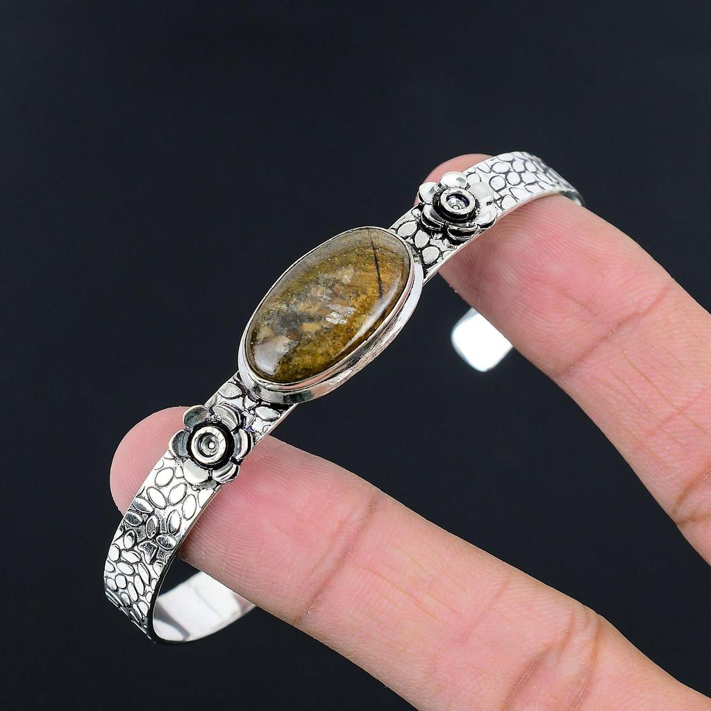 Daughters Day Sale 925 Sterling Silver Bronzite Stone Wedding New Bangle Jewelry