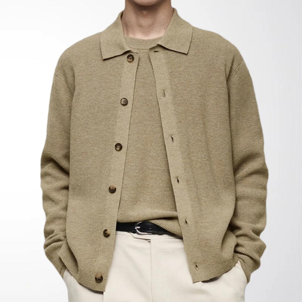 Men's Casual Cardigan Sweater Vintage Button Down Knitted Sweaters Fall Spring Cozy Long Sleeve Sweater Cardigans for Male Lapel Collar Knit Jackets
