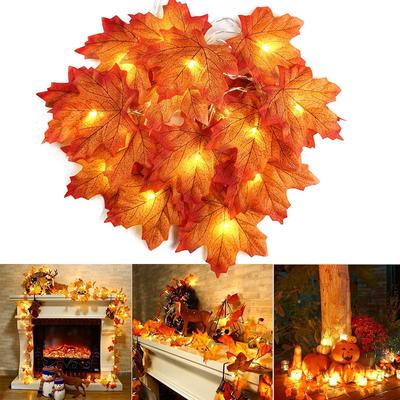 2/3/6M Christmas Decoration Artificial Maple Leaf Leaves LED Light String Lantern Garland Home Party DIY Decor Halloween New Year