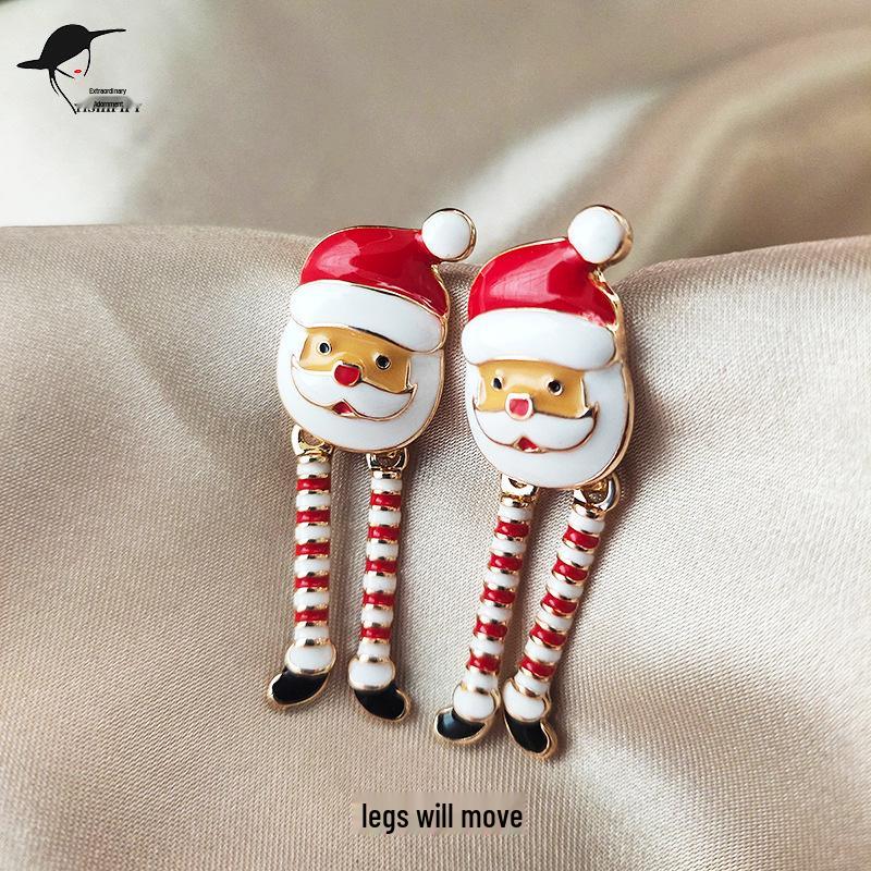 

Exaggerated European & American Oil Drop Santa Tassel Earrings - Korean Style Christmas Jewelry