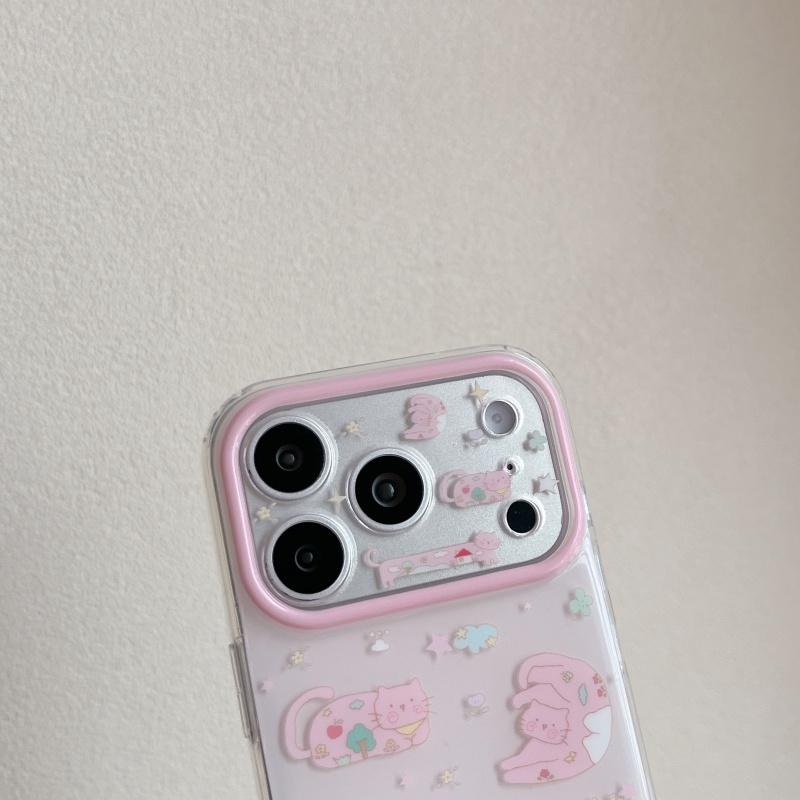 Funny Cute Cartoon Cat Phone Cover For Apple iPhone 17 Pro 16 15 14 Pro Max Case with Chain Fashion Shockproof Cases For iPhone