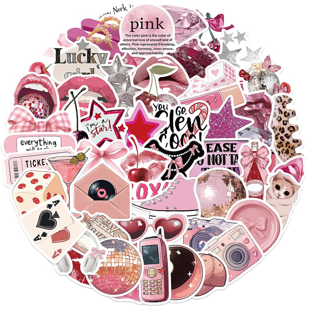 10/30/50pcs Pink Downtown Girl Ins Style Stickers Aesthetic Graffiti Decals Water Bottle Phone Notebook Cute Girls Sticker Pack
