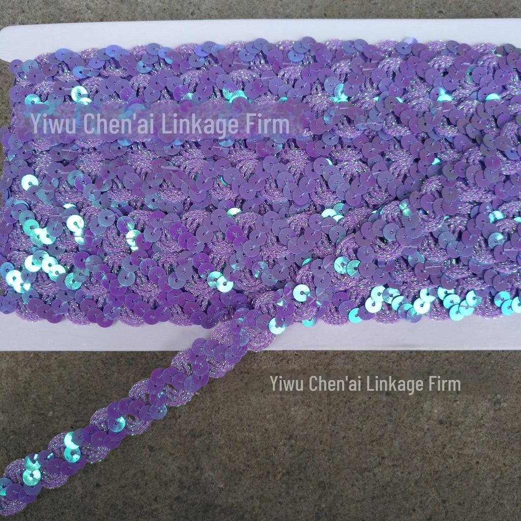 S-Shaped Sequin Lace Beads with 1.5CM Gold and Silver Ribbon for Clothing and Stage Accessories