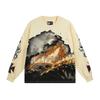 Mens Oversized Cotton Long Sleeve Tee With Skull Graphic Print Streetwear Rock Band Style Loose Fit Teens Adults