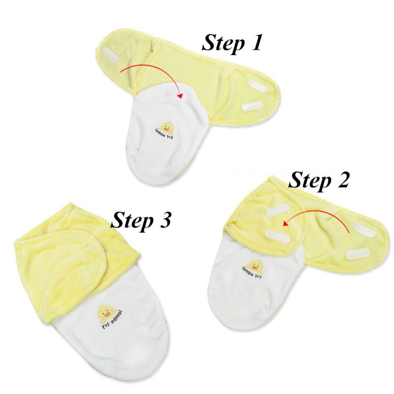 Baby Cartoon haft Flano śpiwór do przewijania dla noworodka z regulowanymi skrzydłami