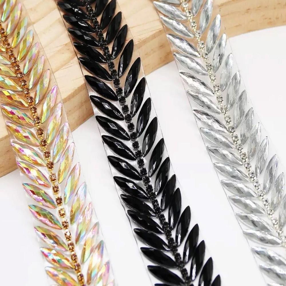 1 Yard Strassband Heißfixier-Strassband Klebe-Strassband DIY Reparatur Harz-Strassband Dekorationen Besatz Perlen-Spitzenbesatz