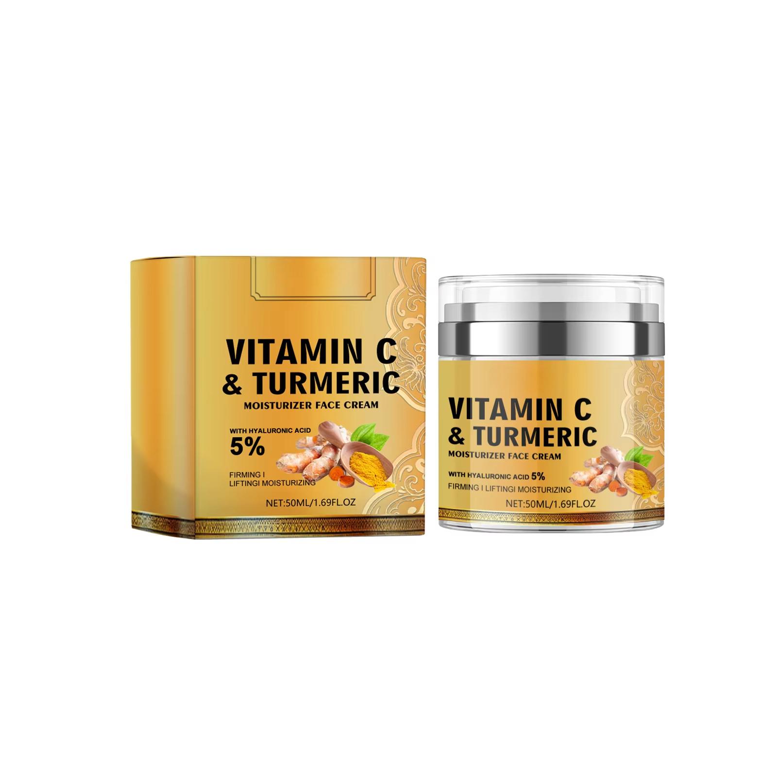 

Увлажняющий крем для лица с витамином С и куркумой, осветляющий темные пятна и морщины, придающий коже сияние, упругость и подтянутость, устраняющий тусклость. 1pc