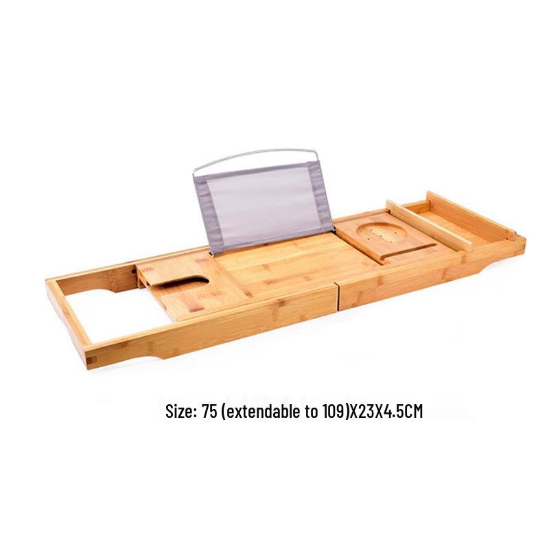 

Бамбуковая выдвижная нескользящая полка-органайзер для ванны