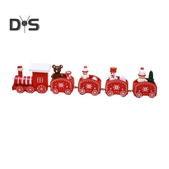 

Деревянный рождественский поезд, настольный мини-поезд, украшение, простая сборка, праздничная коллекция украшений для поездов, подарок для детей и взрослых 1 Set красный