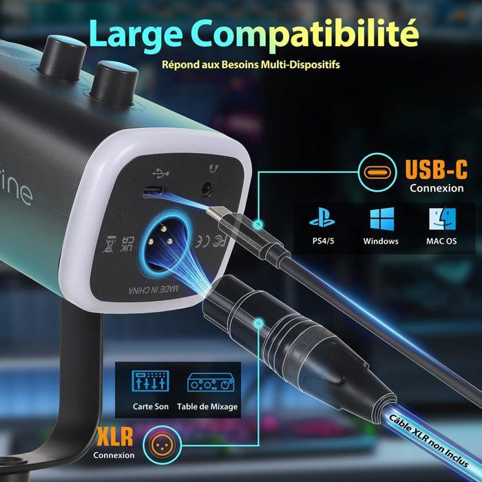 Microphone USB - FIFINE - Modèle Condensateur - RGB - Touche Muette - Prise Casque