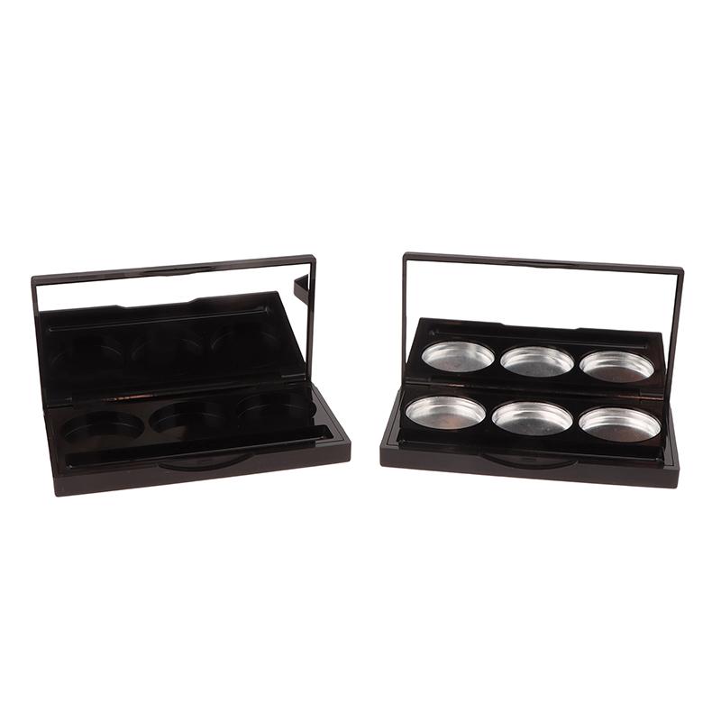 3 Grids Square Empty Eyeshadow Palette With Fixed Sticker&Aluminum Plate Plastic Cosmetic Container Clear Makeup Case