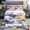 3pcs Duvet Cover Set (1*Duvet Cover + 2*Pillowcase, Without Core), Custom Name Genshin Impact Pattern Bedding Set, Home Bedroom Decor Gift