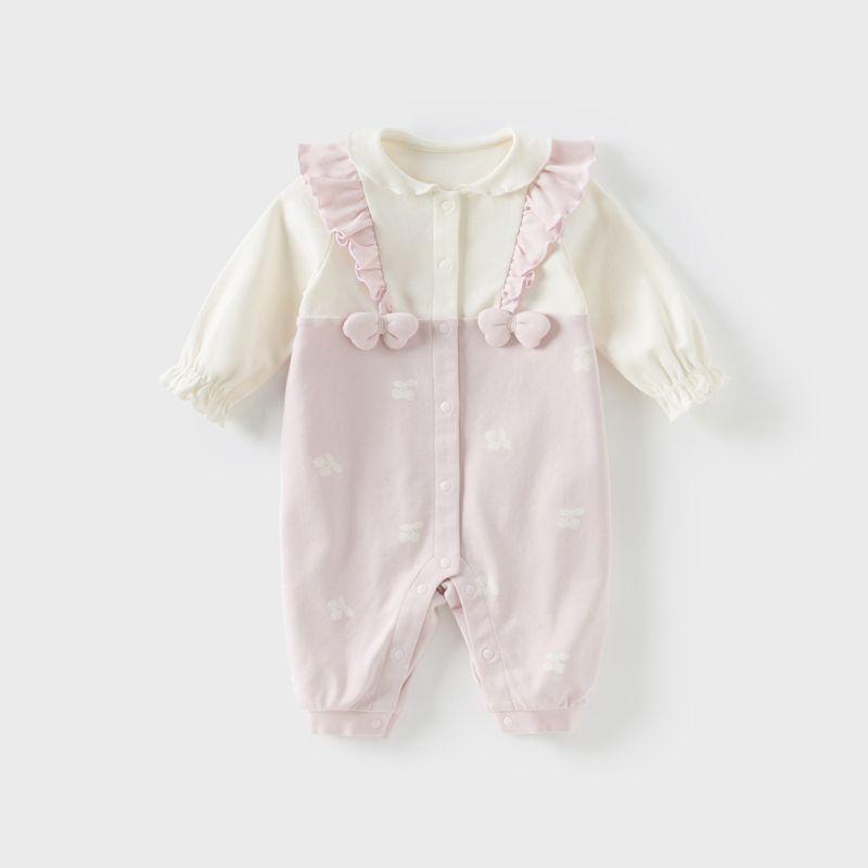 David Bella Newborn Spring Romper 2026 New Infant Pure Cotton Jumpsuit for Baby Girls Fake Two-Piece Romper Cherry Print [Ready in Stock] 59