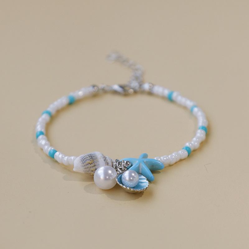 Handmade Seashell & Crushed Stone Bracelet with Lobster Clasp - Perfect Summer Travel Souvenir