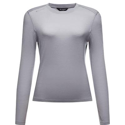 Damen Merinowolle Rundhals Cropped Langarm T-Shirt