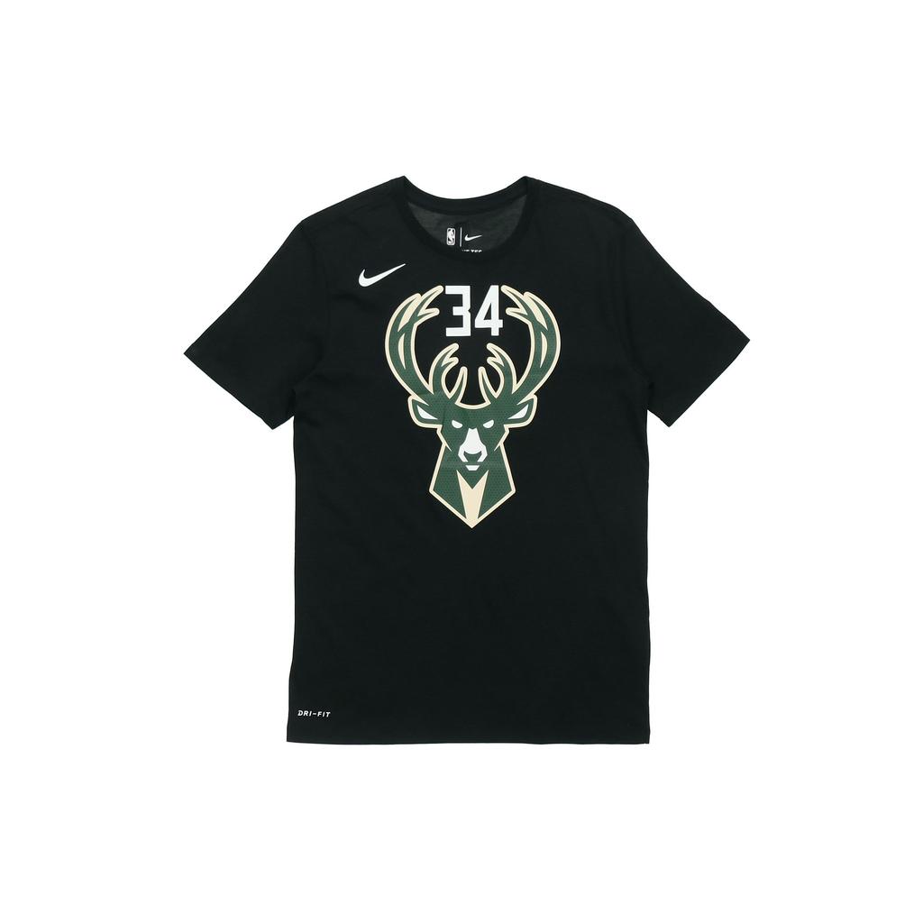 Nike Round Neck Straight Cut T-Shirt Featuring Bucks Team Men Tops Black 870789-010