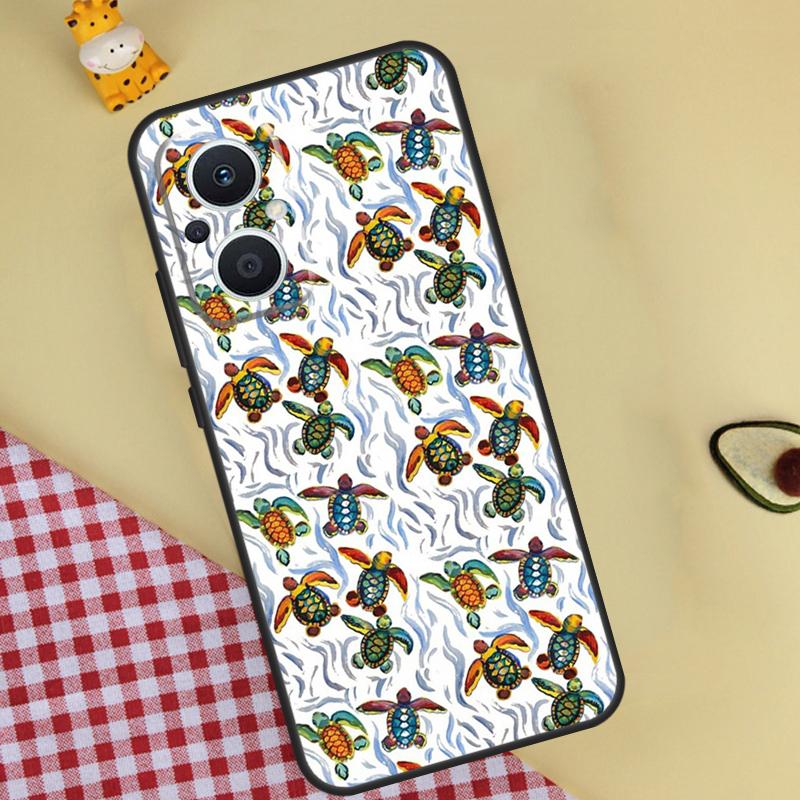 Cute Turtles Painted Phone Case For OPPO Reno 12 12F 13 13F 11 8T 7 8 10 Pro OPPO Find X8 X6 Pro X3 X5 Lite Cover