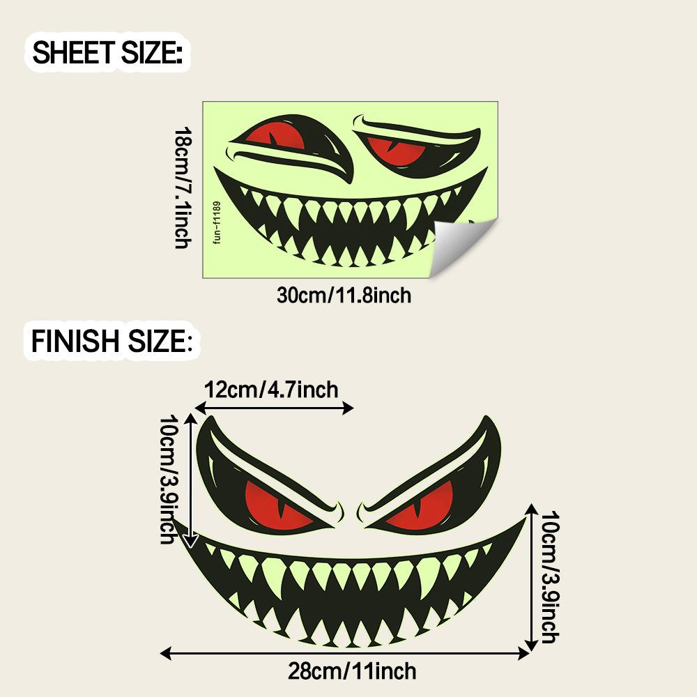 Halloween Demon Creepy Smiling Face Bedroom Living Room Wall Decoration with Glow-in-the-dark Stickers