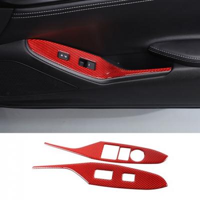 Red Carbon Fiber Window Lift Switch Button Trim Frame For Mazda MX-5 Miata 16-23