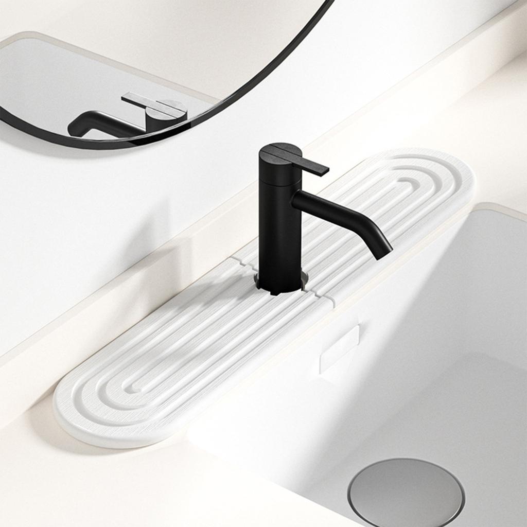 Stone Faucet Mat For Kitchen Sink, U-Shaped Diatomite Faucet Mat Guard, Water Absorbing Diatomaceous Earth Sink Faucet Mat, Non- Faucet Tray