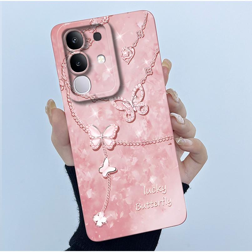 For Vivo Y29 4G Phone Case Fashion Simplicity Oil Painting Flower Soft Liquid Silicone Shell Back Cover For Vivo Y 29 4G Fundas