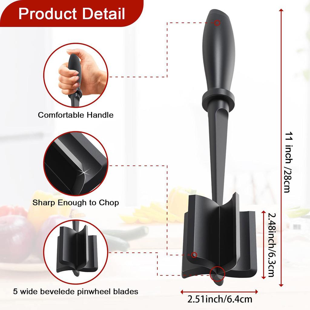 Meat Chopper for Ground Beef Smasher Heat Resistant Hamburger Meat Chopper Utensil Multifunctional Kitchen Tool Gadgets