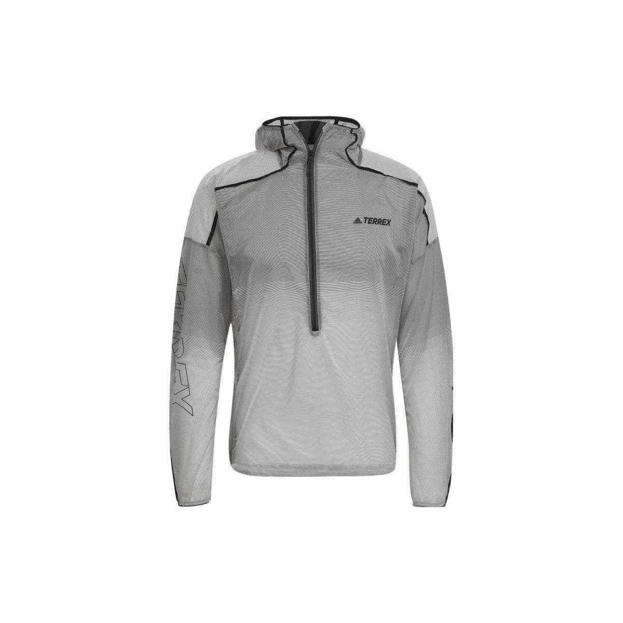 adidas Half Zipper Outdoor Sports hooded Windproof Jacket light grey Men s H11748 M