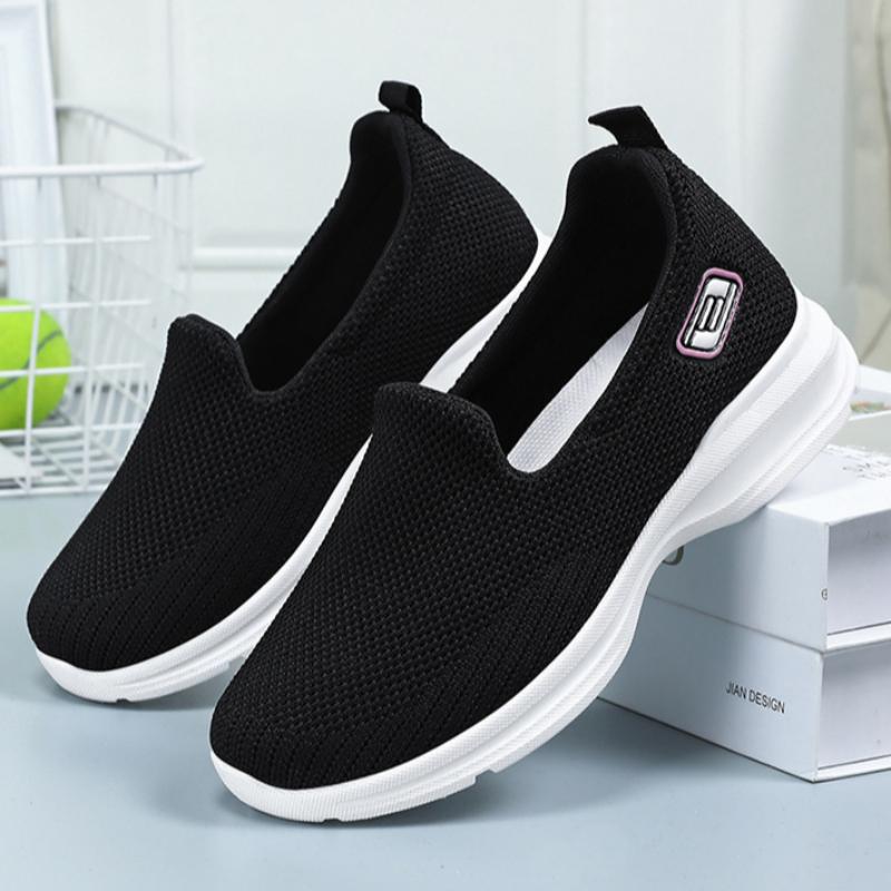 Summer Cloth Shoes, Single Shoes, Shallow Mouth Casual Shoes, Middle-aged and Elderly Solid Color Mother's Shoes