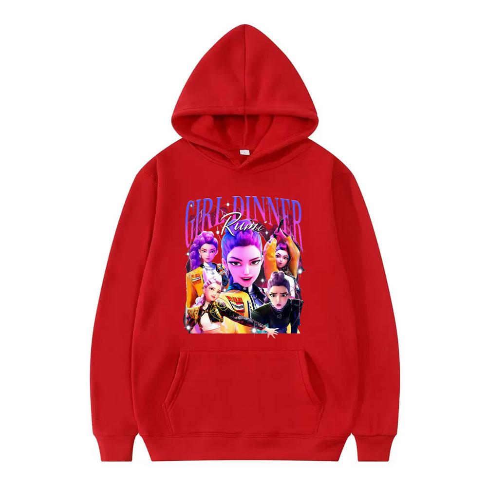Girl Dinner Rumi Kpop Demon Hunters Hoodie Fashion Hip Hop Harajuku Sweatshirt Men Women Long-sleeved Casual Aesthetic Pullover
