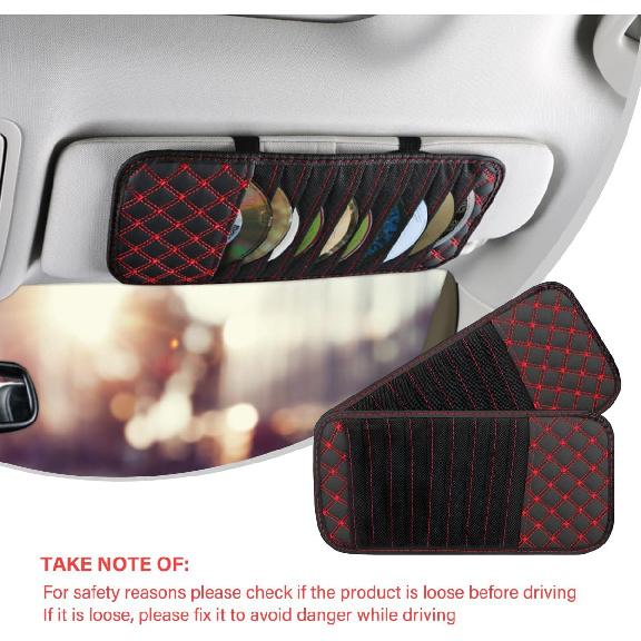 2PCS Car CD Visor Storage Cases, Sun Visor Organizer Disc Holder with 10 DVD Storage Sleeves, Vehicle Sunshade Anti-Scratch Leather CD Case Wallet