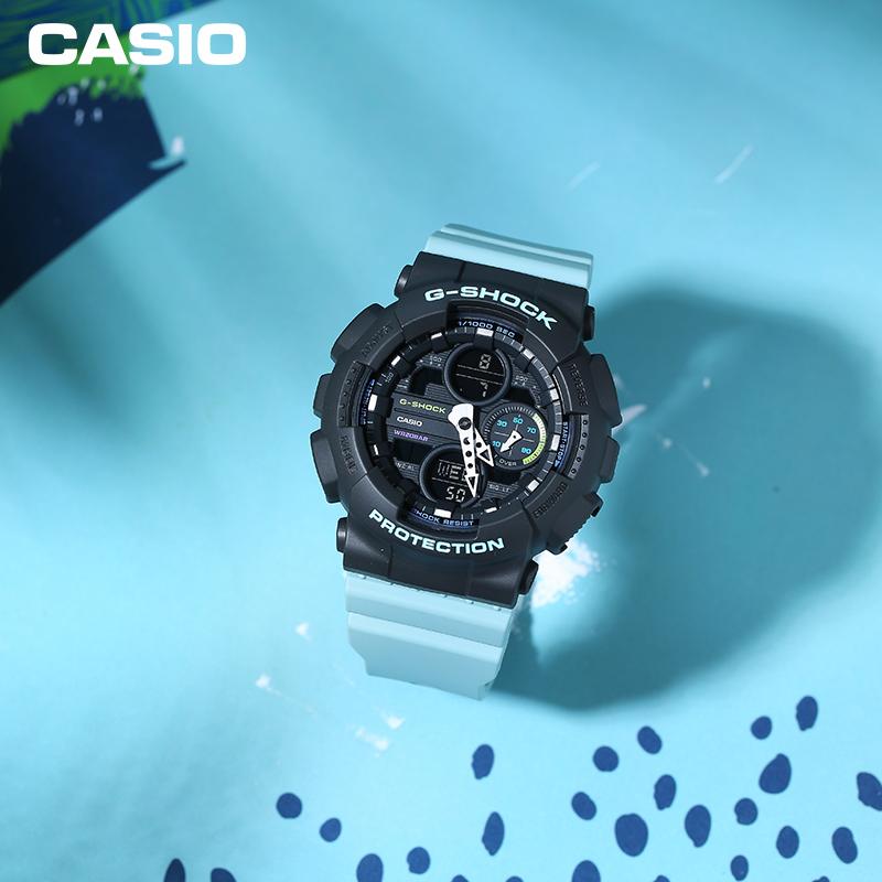Casio G-Shock Youth GST Series Retro Fashion Trend Three-Eye Dual Display Sports Waterproof Quartz Movement Resin Strap Watch GMA-S140-2APR