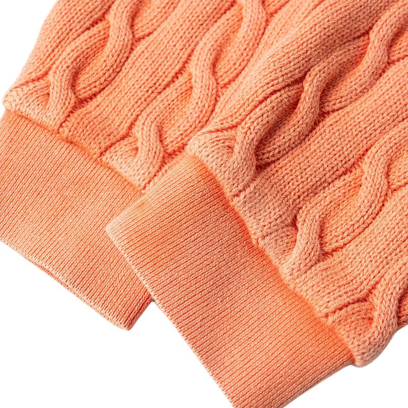 Polo Ralph Lauren FW22 Solid Color Cable Knit Long Sleeve Polo Shirt Distressed Women Tops Orange WMPOKNINB920071-800