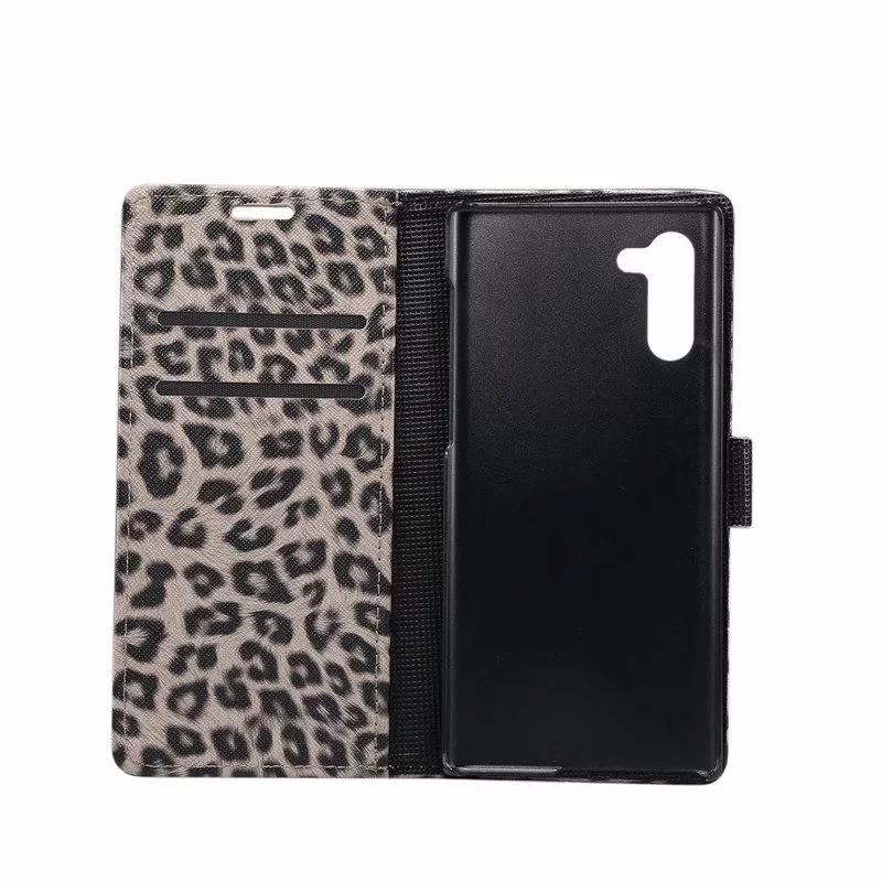 Samsung Note10pro mobile phone leather case for foreign trade, leopard print flip wallet storage card holder protective case