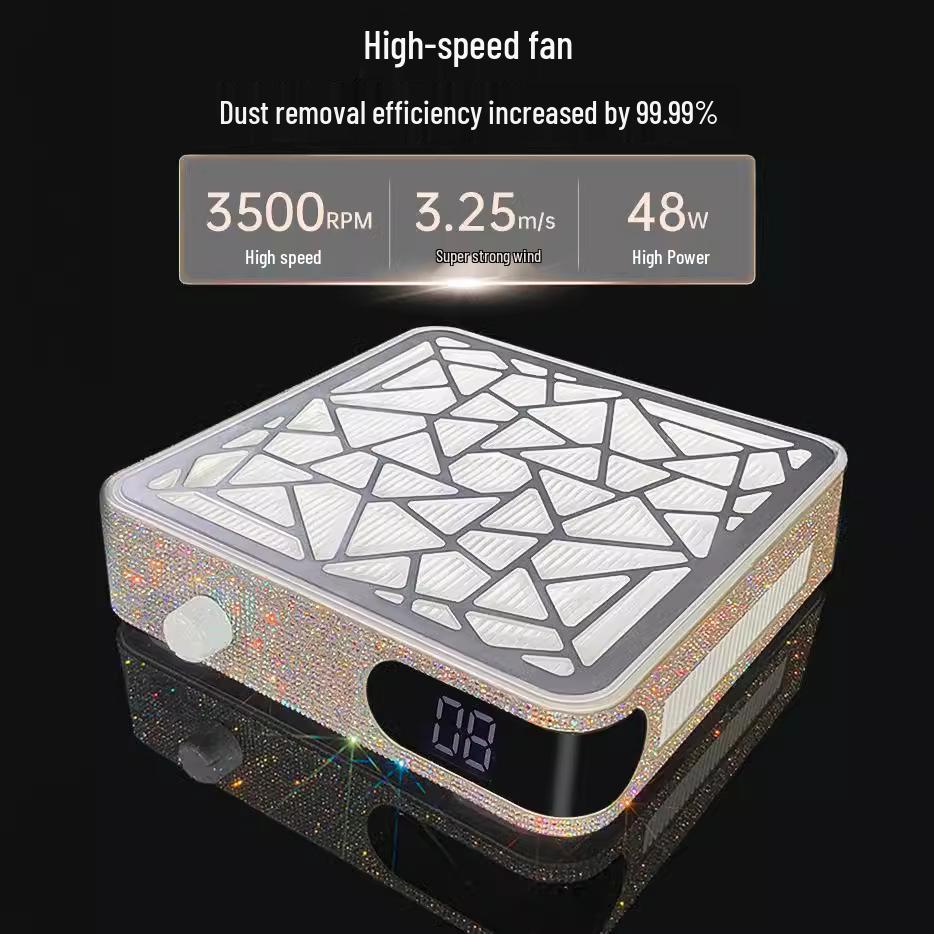 High-Suction Rechargeable Rhinestone Nail Dust Collector and Polishing Machine