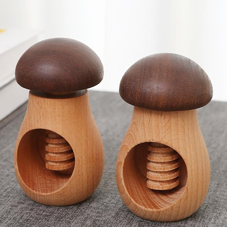 Trä Nötkrossare Svampformad Trä Nötkrossare Naturligt Bokträ Nötskalare Tång för Valnötter Pekannötter Nöter Hasselnötter Macadamianötter