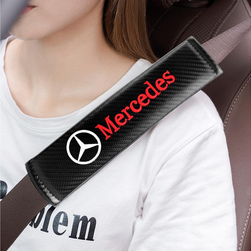 DAR4 2Pcs Car Seat Belt Pad Safety Belt Shoulder Cover Protection For Mercedes Benz W210 W211 W212 W221 W222 A C E G S R CLS CLA CLK