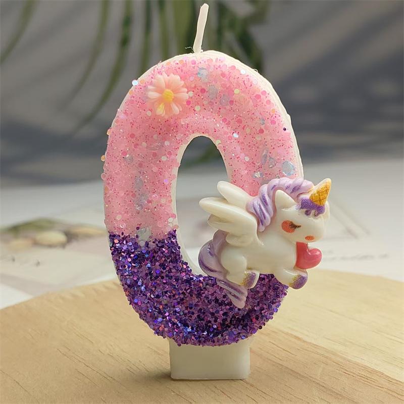 Creative Design Cute Cartoon Unicorn Birthday Candle Cake Atmosphere Birthday Decoration Candle Colorful